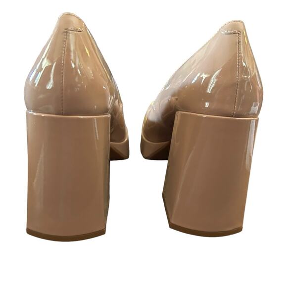 Kenneth Cole Bri Platform Patent Pumps Buff Flare Block Heel Square Toe SZ 8.5 - Picture 5 of 11